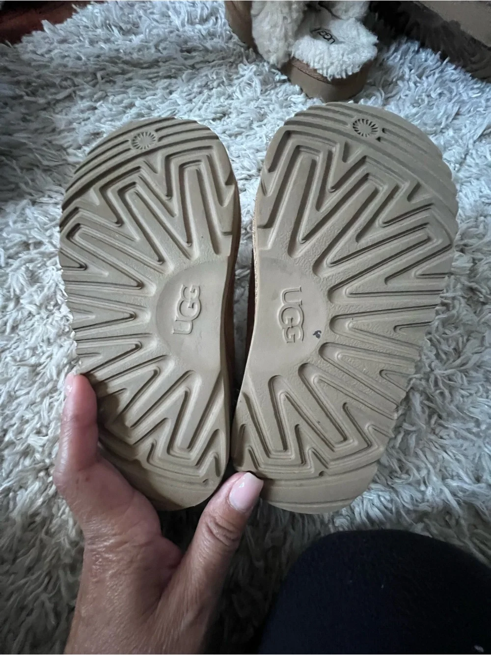 UGG Chestnut Suede Slip-On Shearling-Trim Slippers